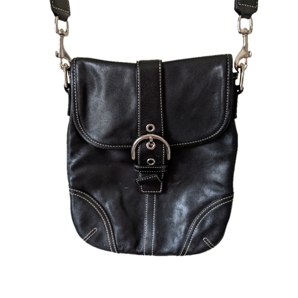 Coach vintage black leather crossbody soho bag purse